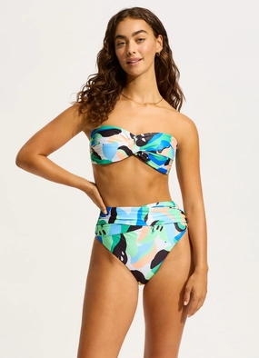 Rio High Waist Wrap Front Bikini Bottom - Jade plus size swimwear women, summer swimwear for ladies