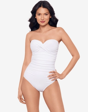 Rock Solid Madrid Swimsuit - White womens resort swimwear, flattering one-piece swimsuits