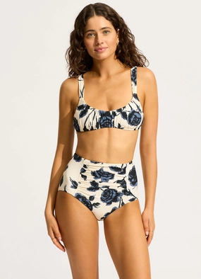 Rococo Ruched Bikini Bralette - Black affordable swimwear for women, chic swimsuits for women
