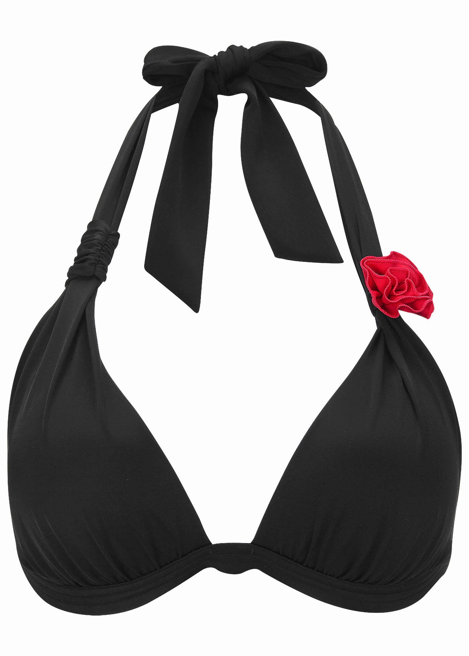 Rosette Goddess Push-Up Halter Top - Black & Red