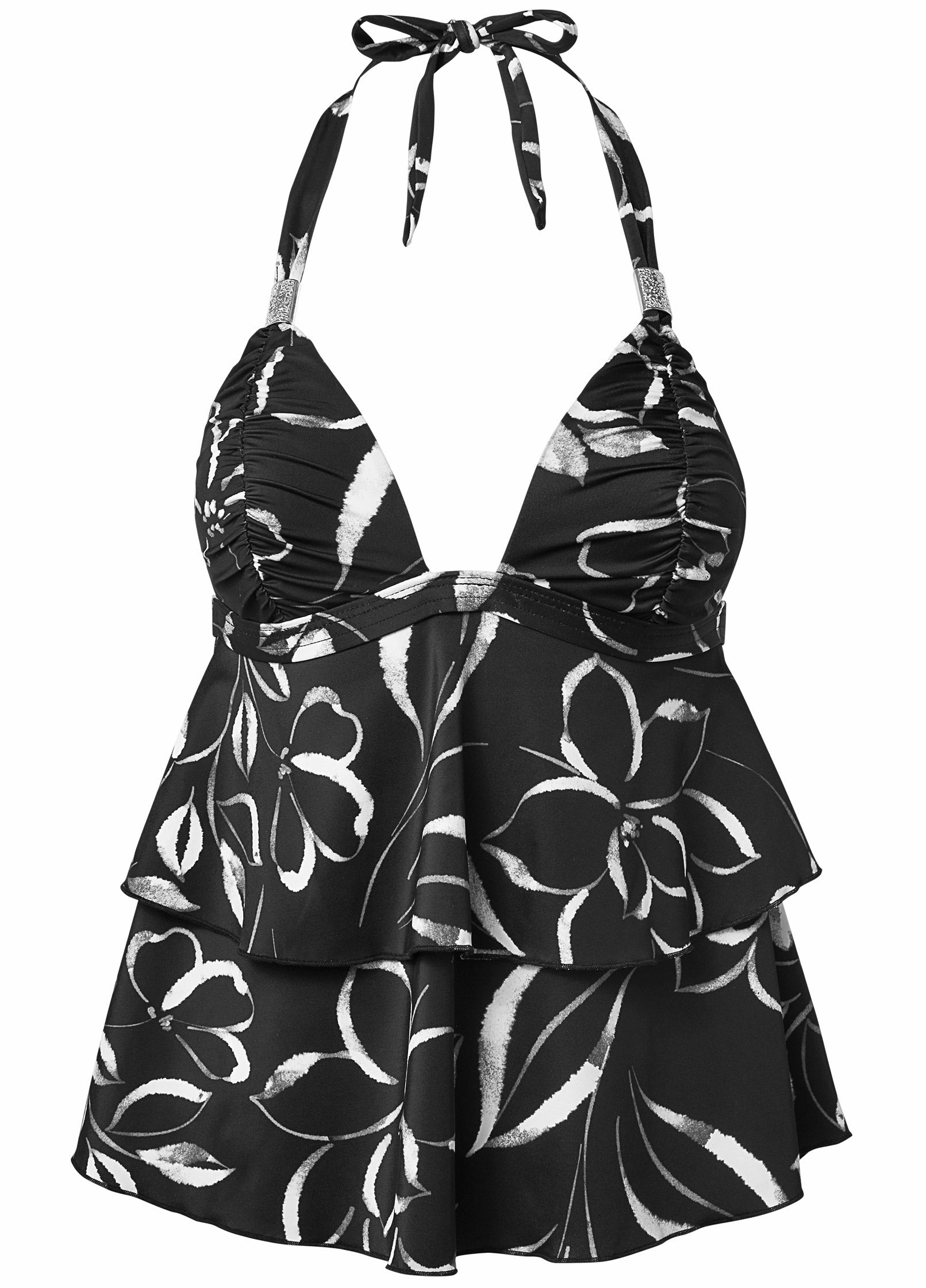 Ruched Goddess Tankini Top - Nighttime Blooms