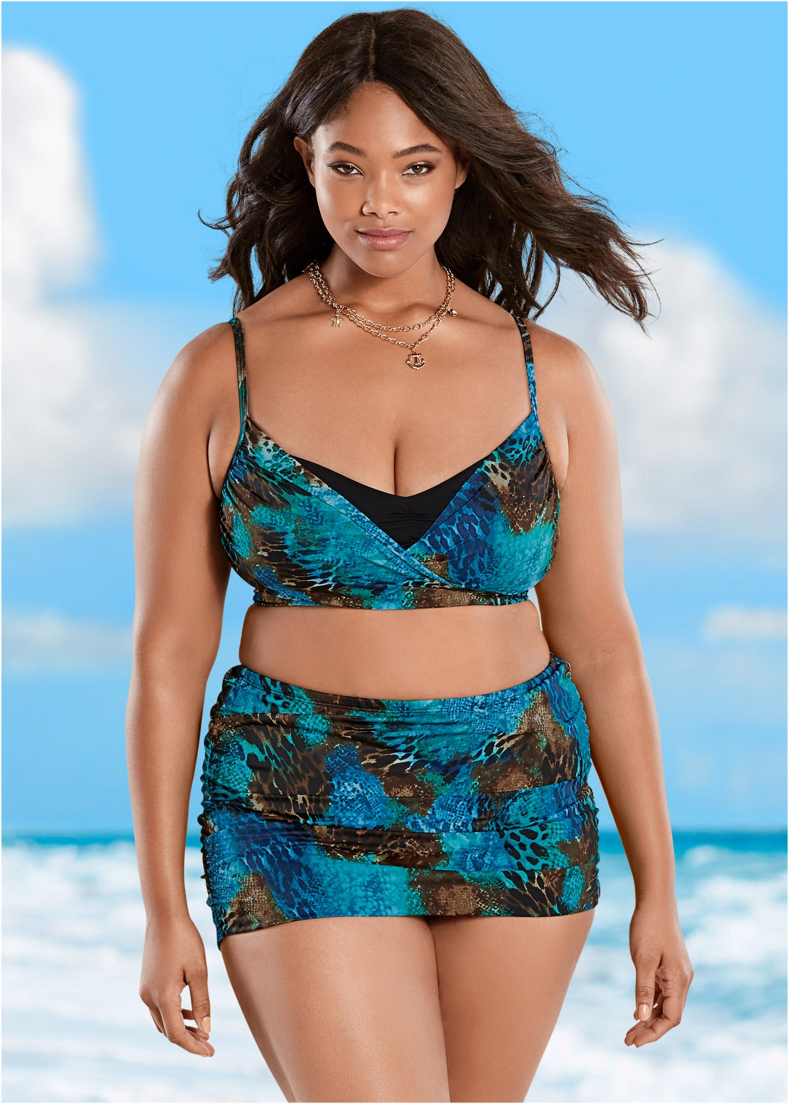 Ruched Skirted Bottom - Mystique