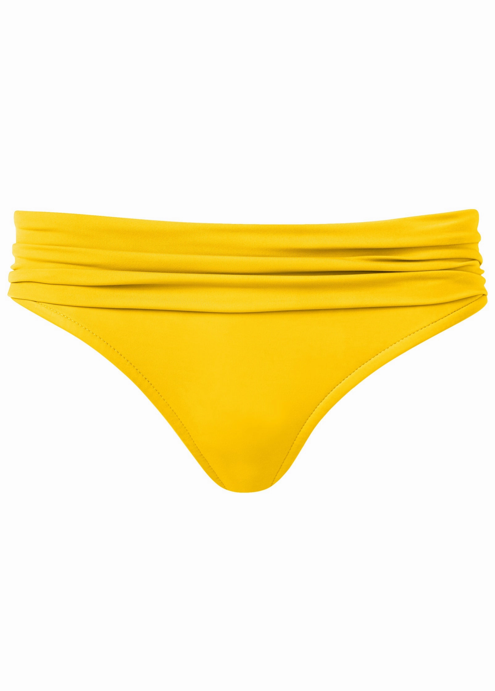Ruched Waist Bikini Bottom - Limoncello