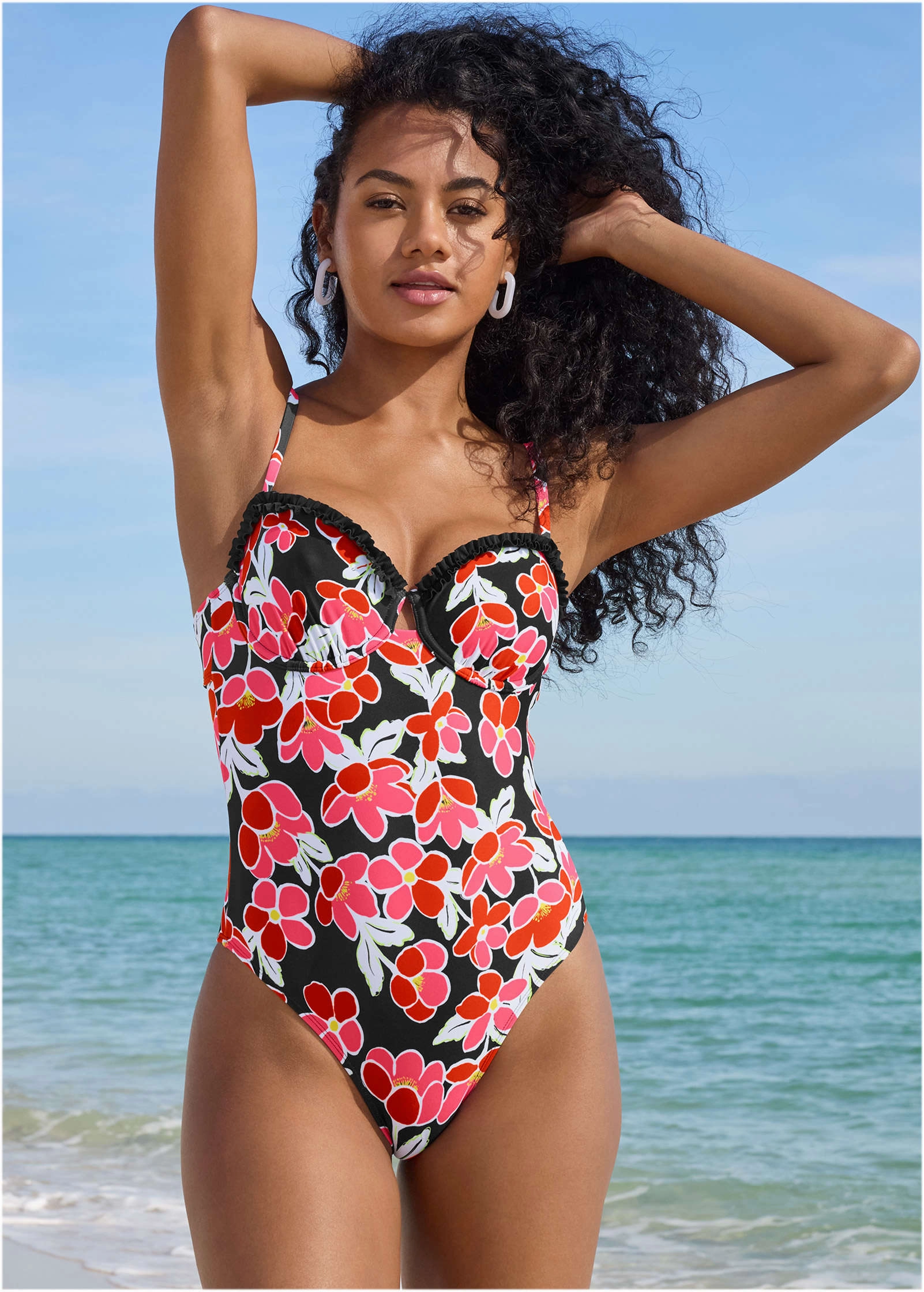 Ruffle Bermuda One-Piece - Cartoon Poppy