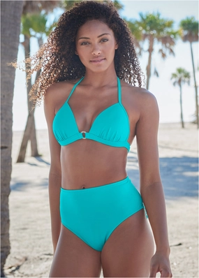 Ruffle Mid-Rise Bottom - Aqua Reef modest swim bottoms women, comfortable bikini bottoms