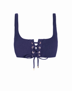 Samara Top In Navy Texture high waist swimwear women, swimsuit for women beachwear