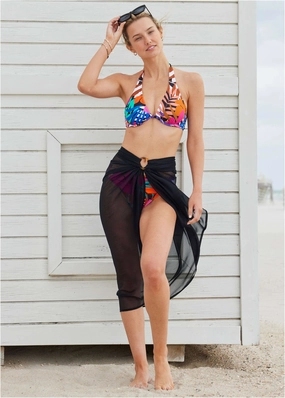 Sarong Cover-Up - Black Beauty plain swimwear women, minimalist swimsuits