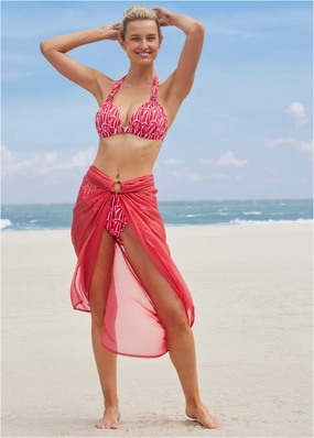 Sarong Cover-Up - Dark Pink plain swimwear women, minimalist swimsuits