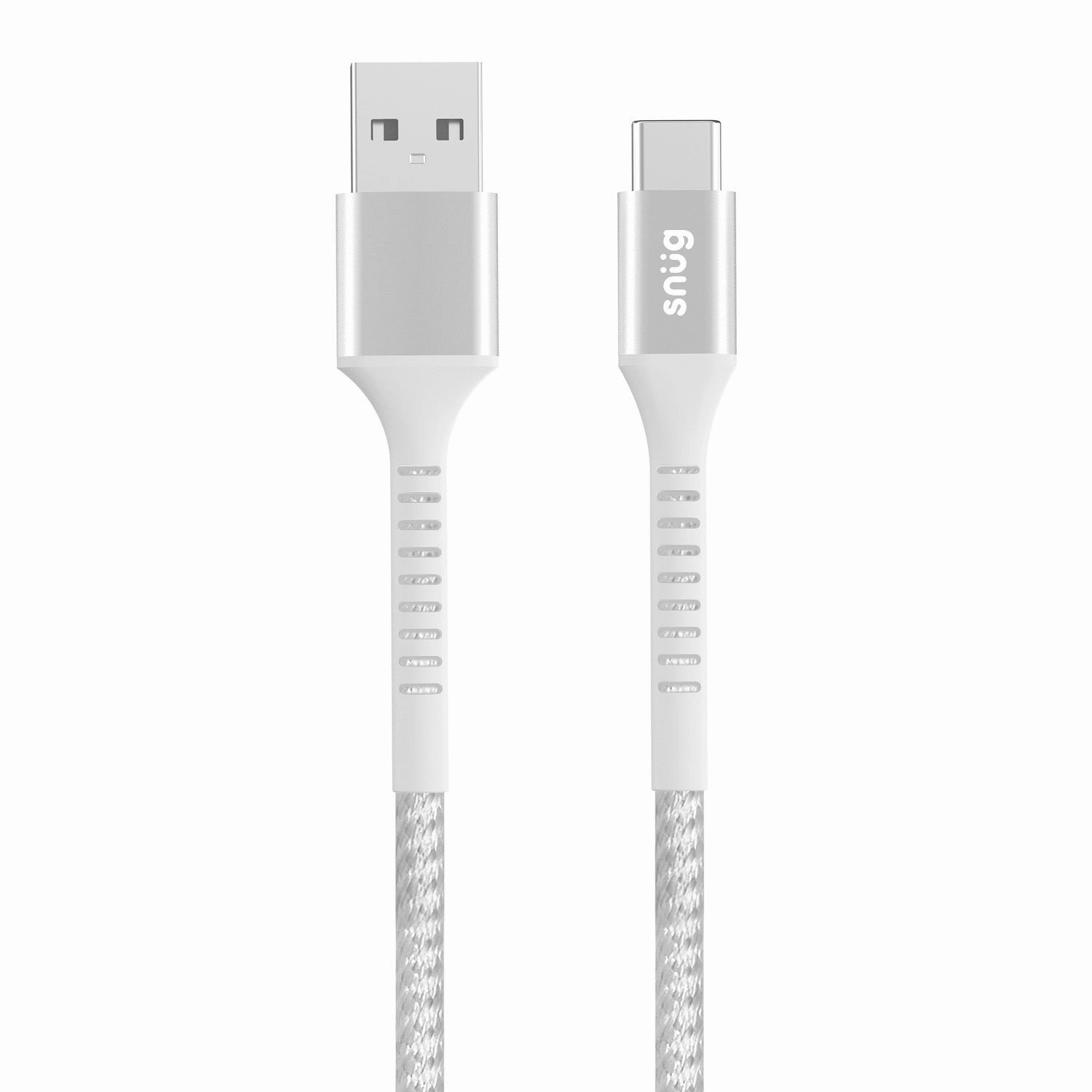 Snug Usb To Type-C Nylon Braided Cable 10W - 1.2 Metre - White/Silver (Snpw-Cabntycu-W) Shop Save Big Clearance Sale
