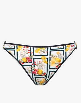 Scenery Ring Side Bikini Pant - Monochrome Garden adjustable swim bottoms women, flattering bikini bottoms