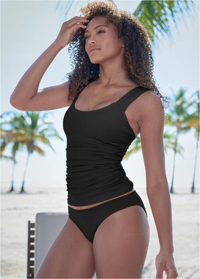 Scoop Neck Tankini Top - Black Beauty supportive swim tops, printed bikini tops