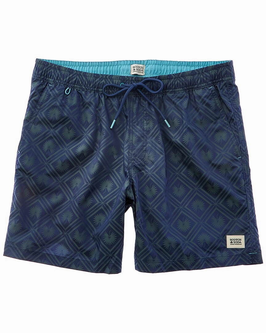 Scotch & Soda Diamond Patterned Swim Trunk mens full coverage swimwear, stylish mens swim trunks