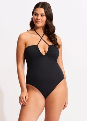 Sea Dive Bandeau One Piece - Black modern womens swimwear, one piece swimsuits women