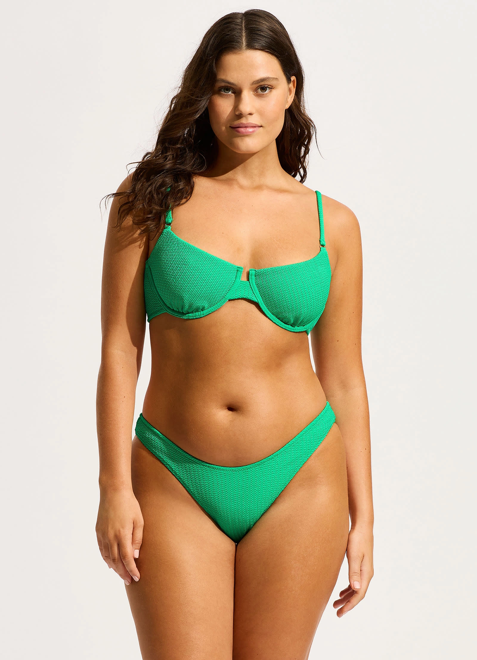 Sea Dive High Cut Rio Bikini Bottom - Jade plus size swimwear women, summer swimwear for ladies