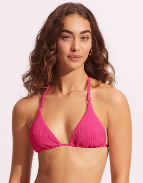 Sea Dive Slide Tri Bikini Top - Fuchsia Rose full coverage swim tops, cute bikini tops