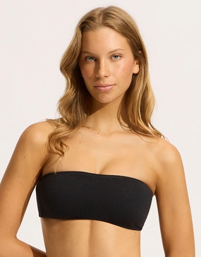 Sea Dive Tube Bikini Top - Black full coverage swim tops, cute bikini tops