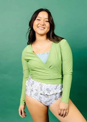 Sea-Haw | Mid-Ruffle Bottoms elastic waistband swim bottoms, mix-and-match bikini bottoms