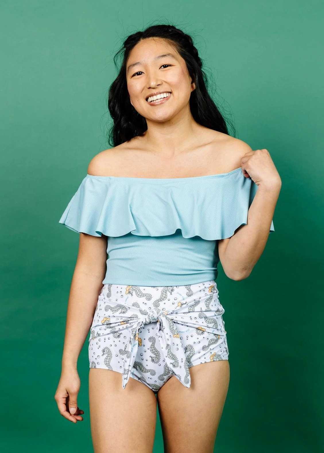 Sea-Haw | Tie-Up-Front Bottoms elastic waistband swim bottoms, mix-and-match bikini bottoms
