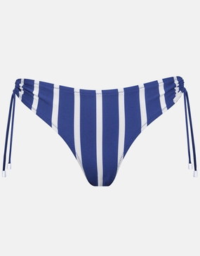 Sea Ride Loop Side Bikini Pant - White Indigo adjustable swim bottoms women, flattering bikini bottoms