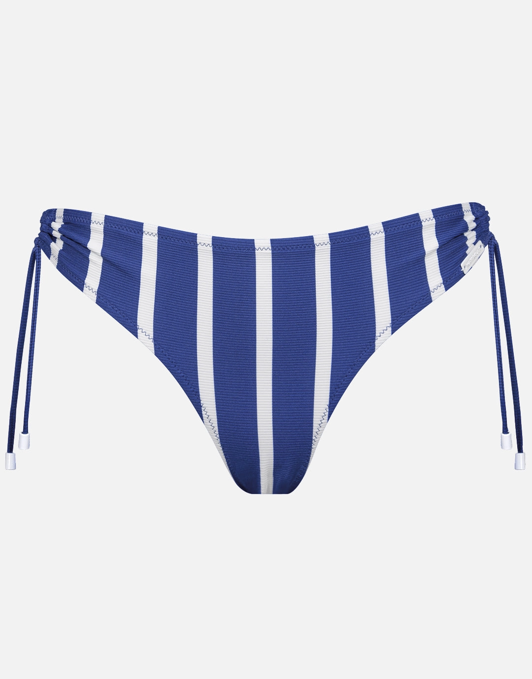 Sea Ride Loop Side Bikini Pant - White Indigo adjustable swim bottoms women, flattering bikini bottoms