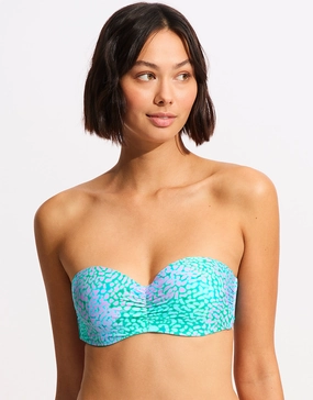 Sea Skin Bustier Bandeau Bikini Top - Vivid Green full coverage swim tops, cute bikini tops
