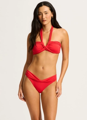 Seafolly Collective Halter Bandeau Bikini Top - Chilli Red push up bikinis women, sporty womens bikini sets