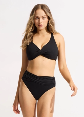 Seafolly Collective High Waist Wrap Front Pant - Black flattering swimwear women, comfortable swimwear for women