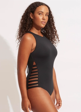 Seafolly Collective Multi Strap One Piece - Black flattering swimwear women, comfortable swimwear for women