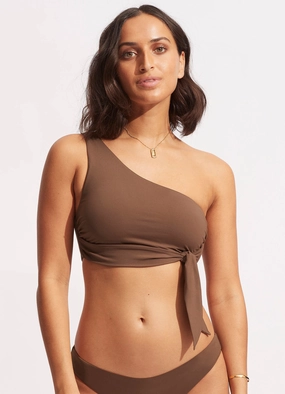 Seafolly Collective One Shoulder Top - Tiramisu modern womens swimwear, one piece swimsuits women
