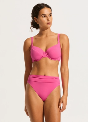 Seafolly Collective Roll Top Bikini Bottom - Hot Pink modern womens swimwear, one piece swimsuits women