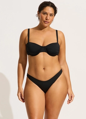 Seafolly Collective Ruched Underwire Bikini Top - Black two-piece bikinis for women, trendy bikinis for beachwear