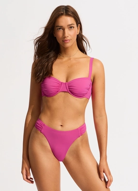 Seafolly Collective Ruched Underwire Bikini Top - Hot Pink two-piece bikinis for women, trendy bikinis for beachwear