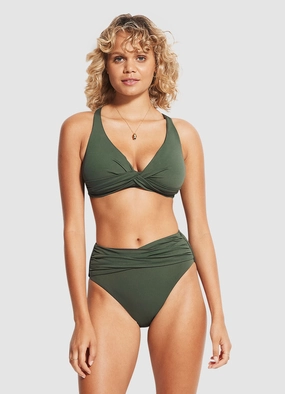 Seafolly DD Double Wrap Front Bra - Ivy plus size swimwear women, summer swimwear for ladies