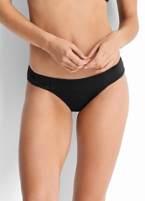 Seafolly Pleated Hipster Bikini Pant - Black affordable swimwear for women, chic swimsuits for women