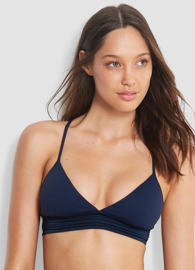 Seafolly Quilted Fixed Tri Bikini Top - Indigo push up bikinis women, sporty womens bikini sets