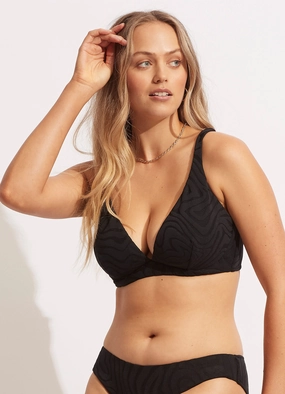 Second Wave DD Fixed Tri Bra - Black flattering swimwear women, comfortable swimwear for women
