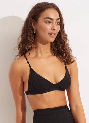 Second Wave Fixed Tri Bra - Black high waist bikinis women, cheeky cut bikinis for women