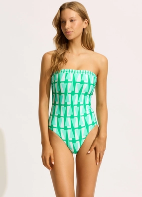 Secret Garden DD Bandeau One Piece - Jade slimming one piece swimsuits, fashionable one piece suits