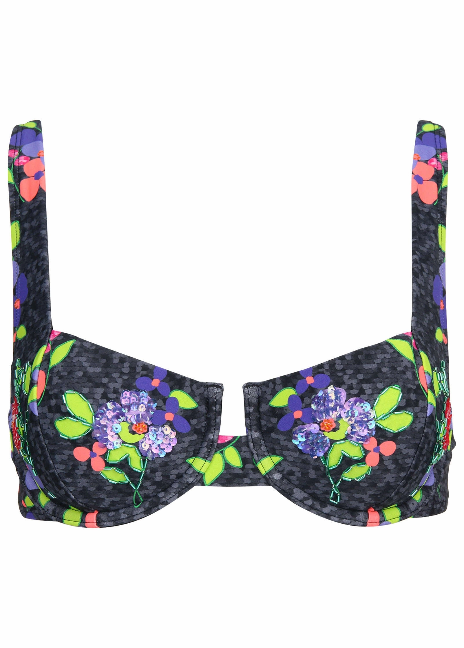 Sequin Underwire Swim Top - Sparkly Bouquet