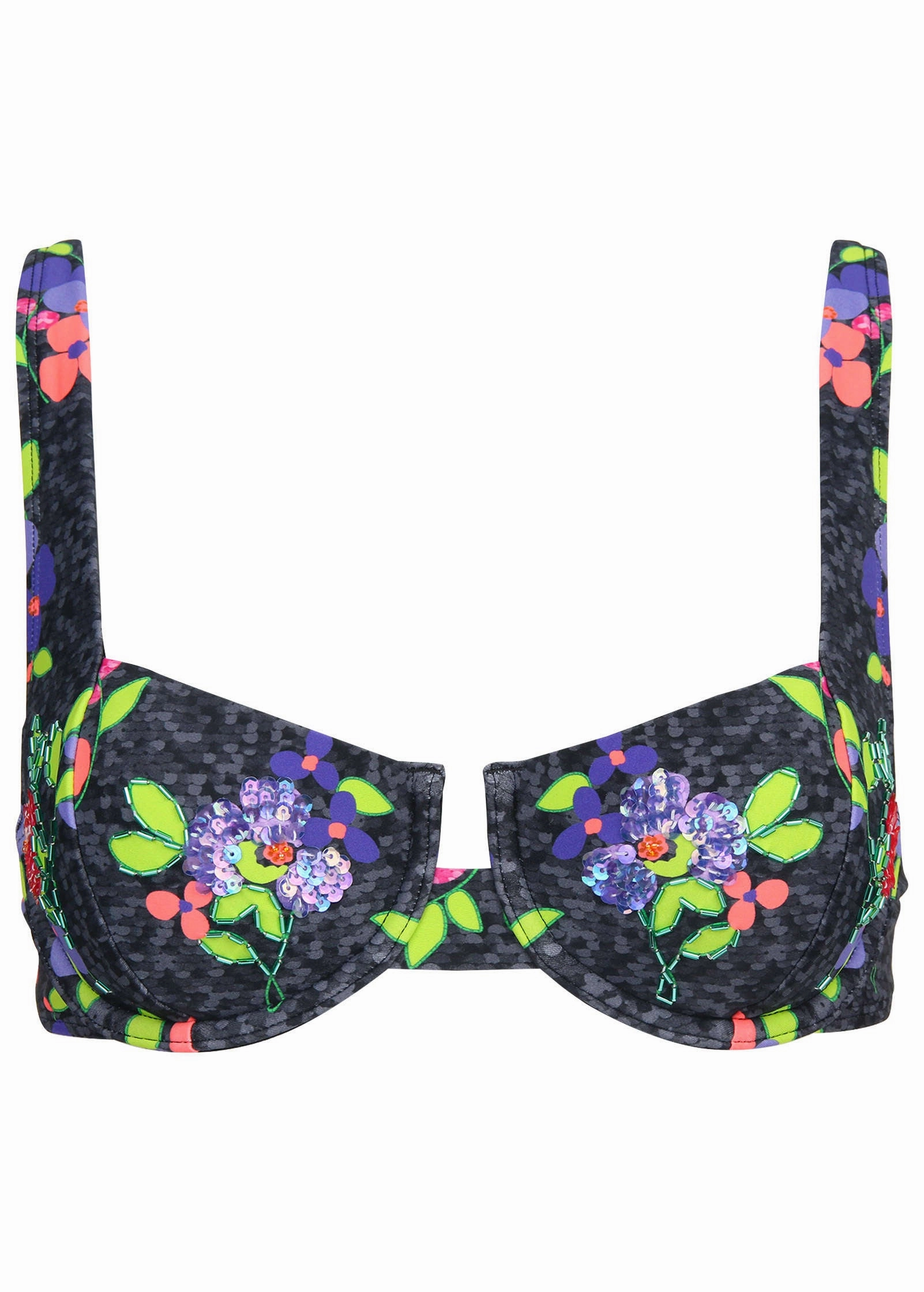 Sequin Underwire Swim Top - Sparkly Bouquet
