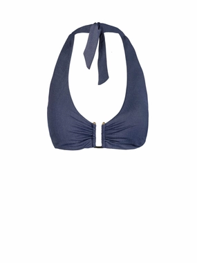 Shana Top In Indigo Twill high waist swimwear women, swimsuit for women beachwear