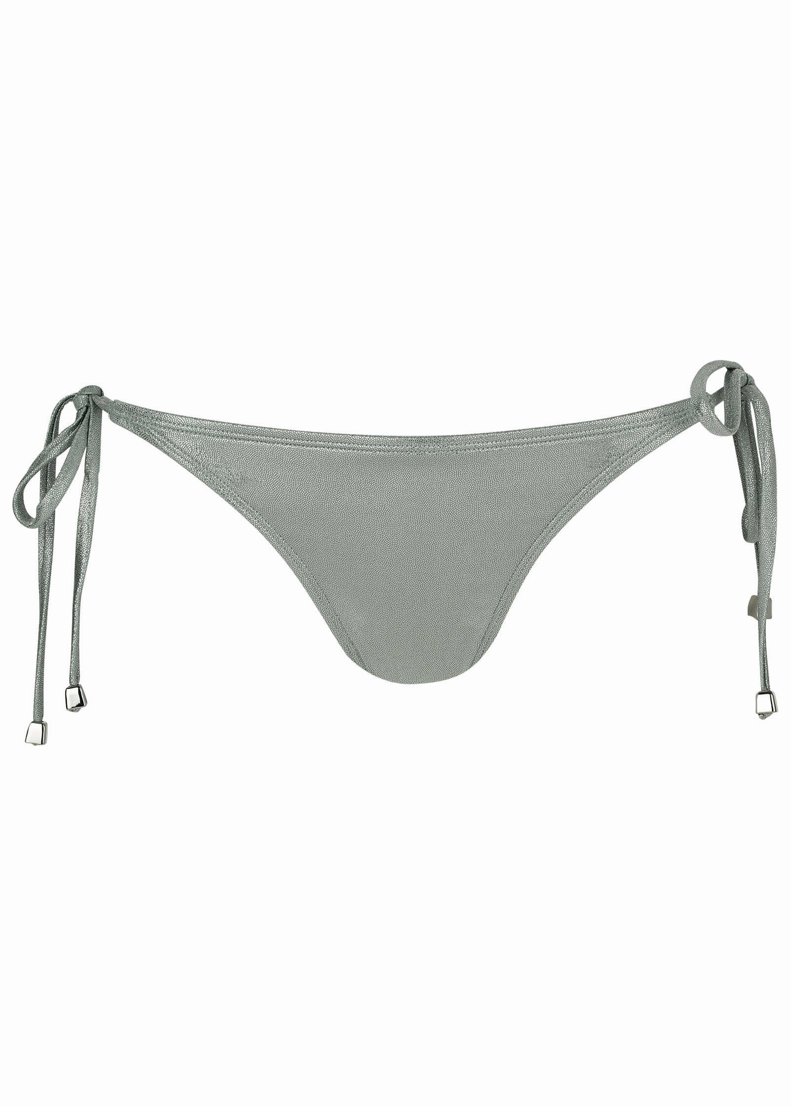 Shine Miami Tie Side Moderate Bottom - Silver Metallic