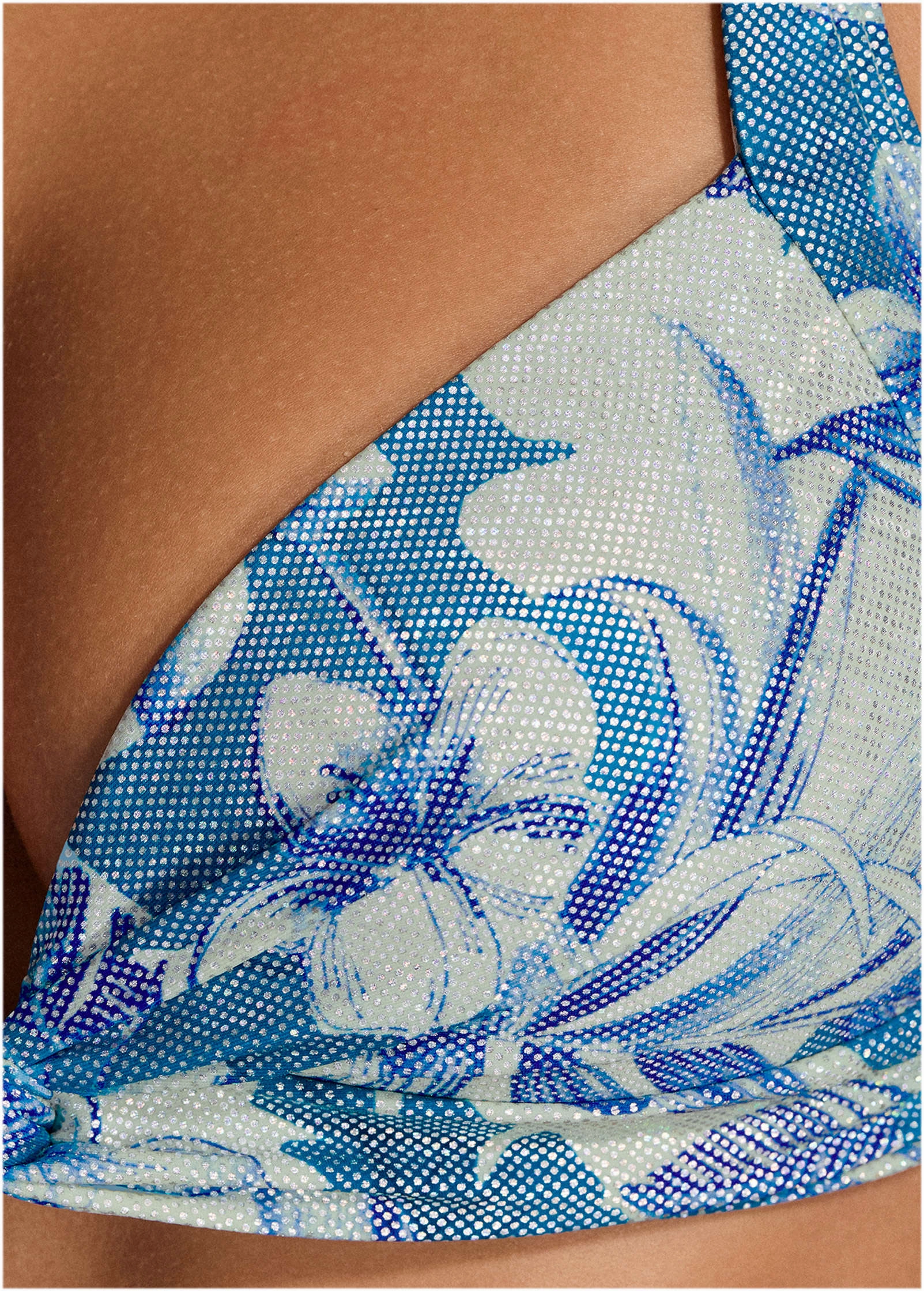 Shine St Lucia Twist Front Top - Denim Botanical