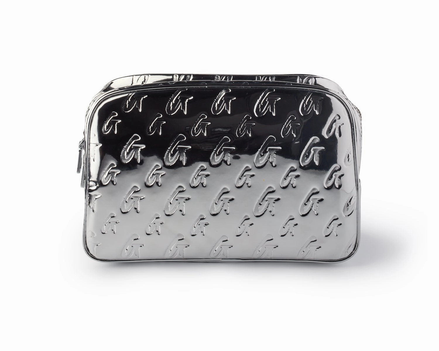 Small Metallic Monogram Toiletry Bag - Metallic Silver Daypack Travel Bag Travel Liner Bag