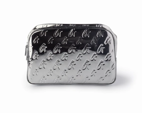 Small Metallic Monogram Toiletry Bag - Metallic Silver Daypack Travel Bag Travel Liner Bag
