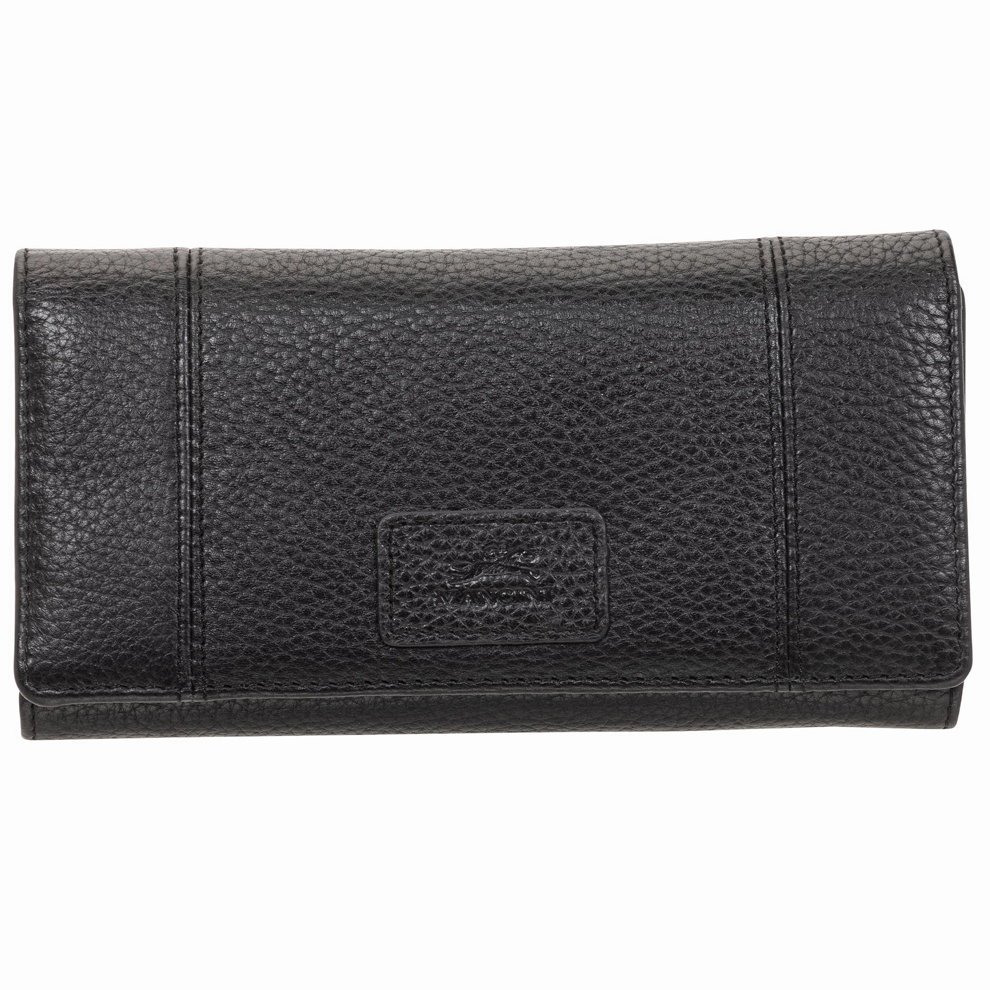 Mancini Pebble Rfid Trifold Wallet Secure Neck Wallet Anti-Theft Zip Wallet