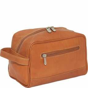 Piel Leather Top Zip Toiletry Kit Travel Holdall Bag Foldable Travel Bag