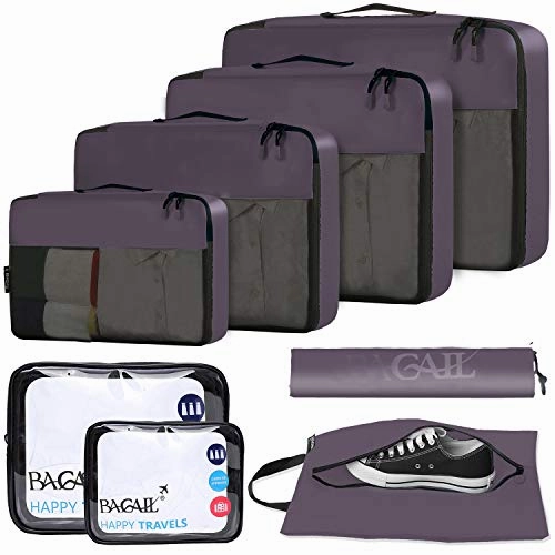 Portable Duffel Bag Travel Kit Bag Packing Cubes Luggage Packing Organizers With Clear Bags.Shoe Bag8 Set 