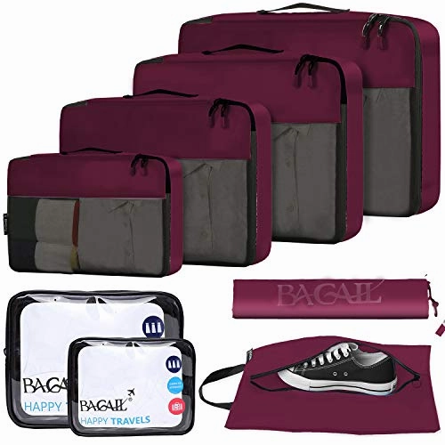 Packing Cubes Luggage Packing Organizers With Clear Bags.Shoe Bag8 Set  Travel Gear Case