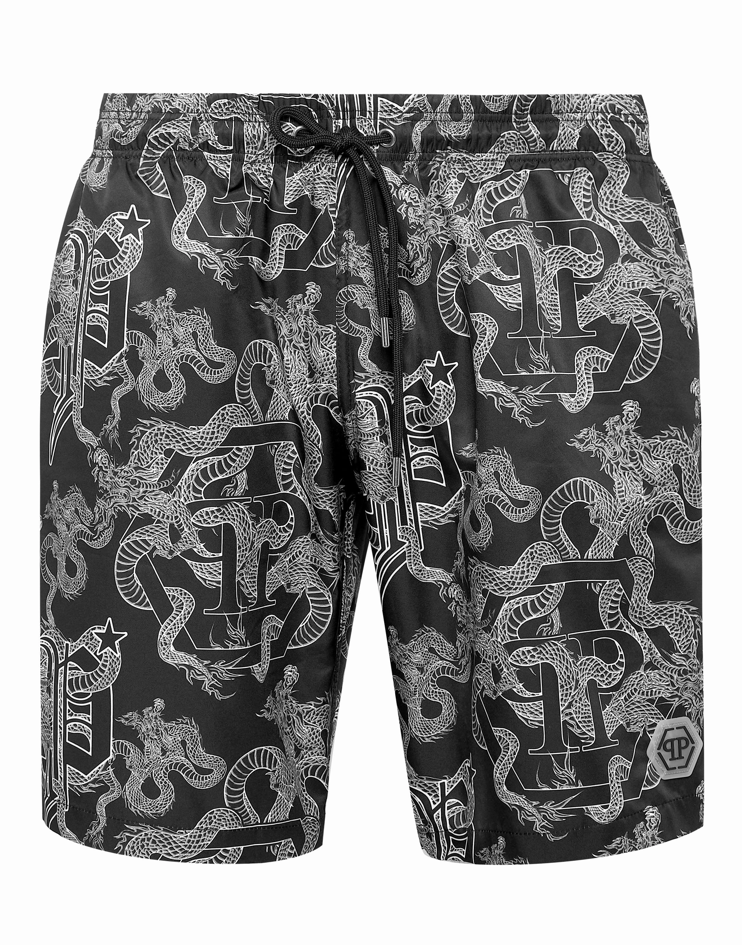 Short Swim Boxer Dragon Hexagon mens beach swimwear, quick dry mens swimsuits